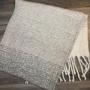 Gray and White Textured Throw Blanket